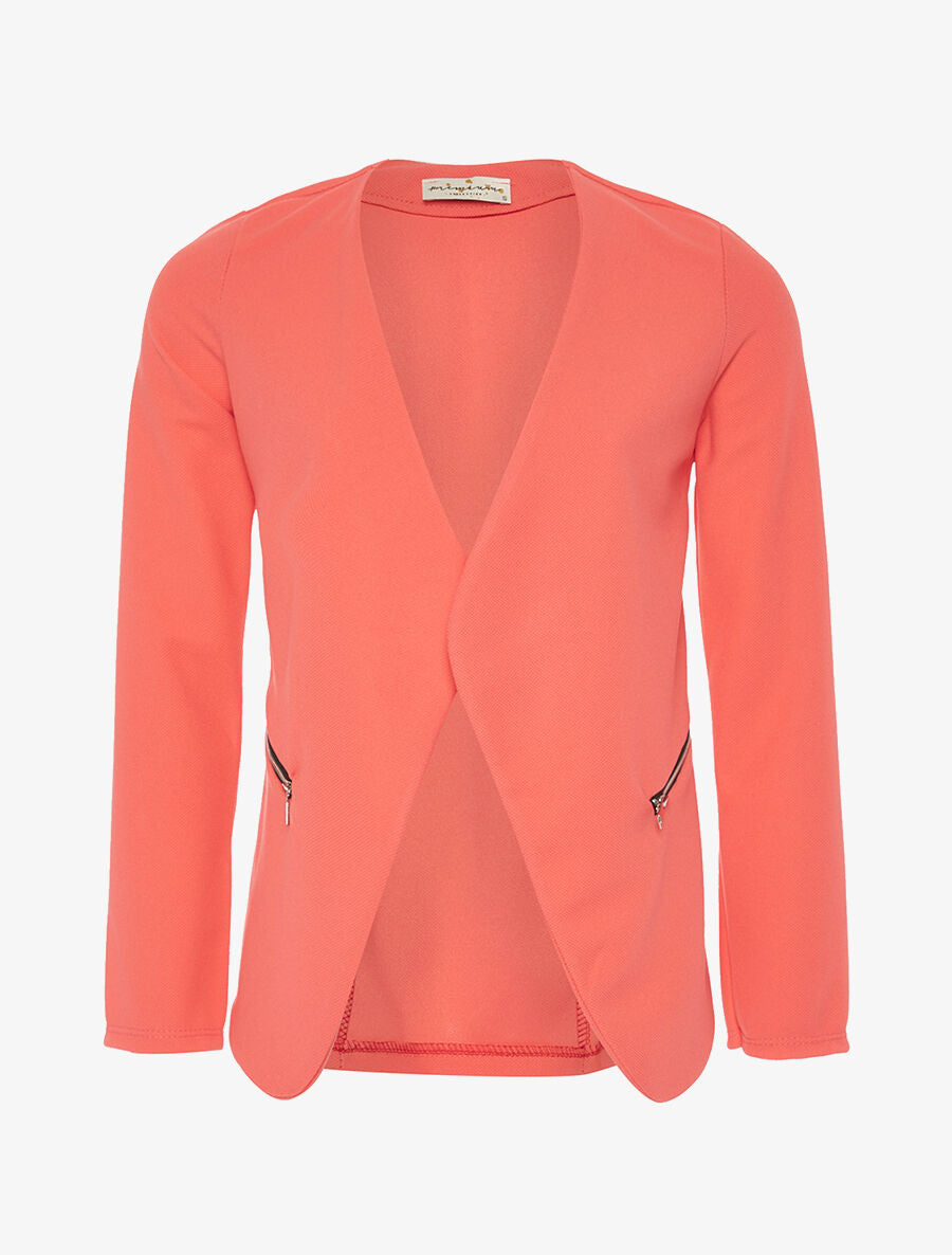 Veste ouverte asymétrique - corail - 3
