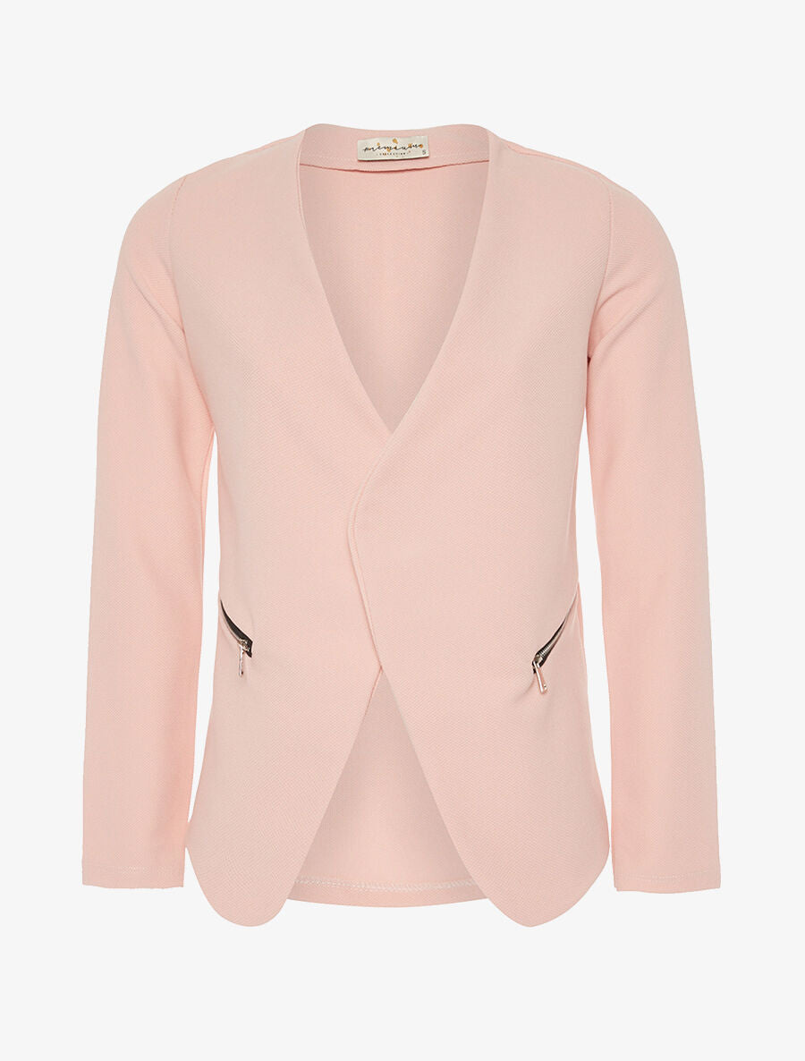 Veste ouverte asymétrique - rose - 3