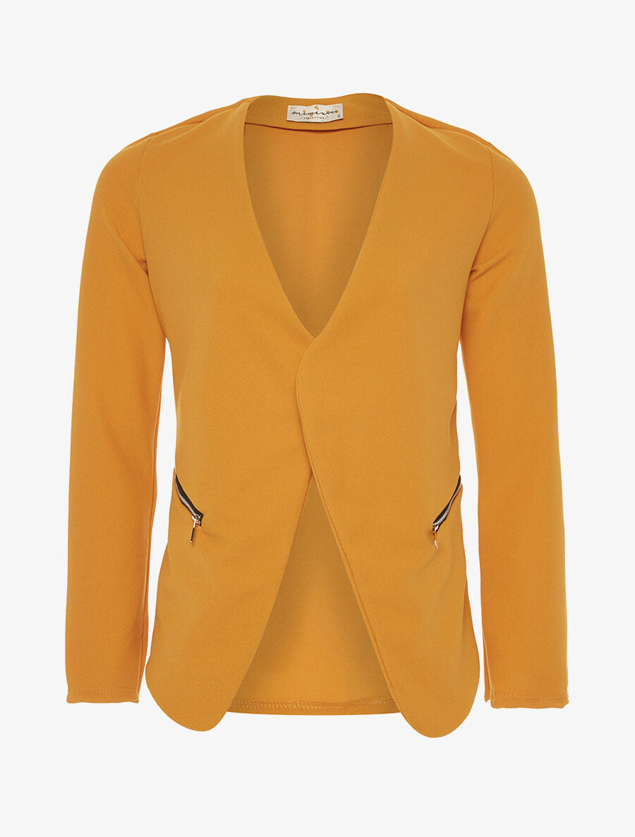 Veste ouverte asymétrique - moutarde - 1