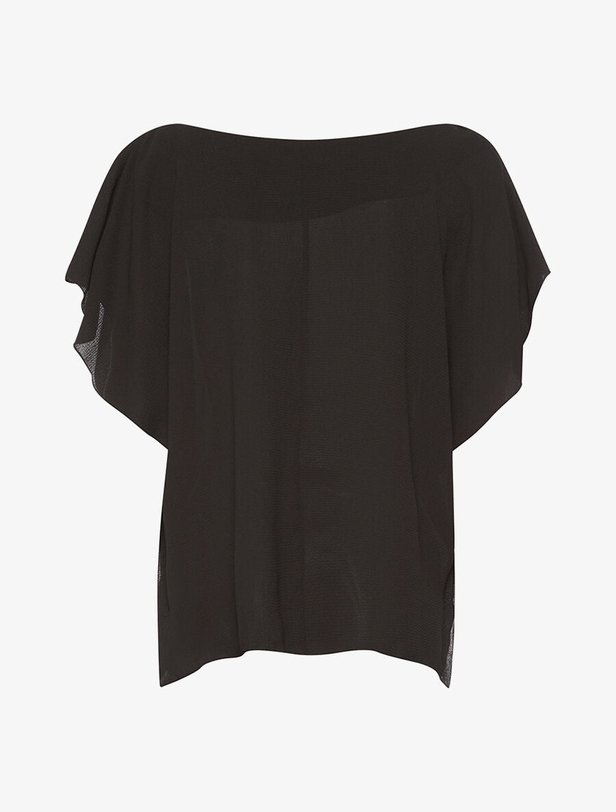 Blouse mousseline col perlé - noir - 2