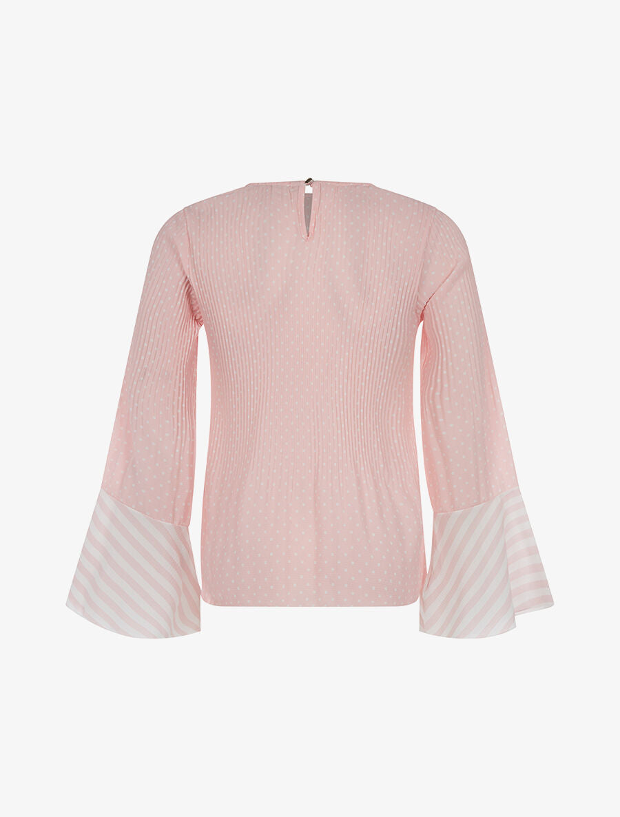 Blouse manches flutes à pois - rose - 2