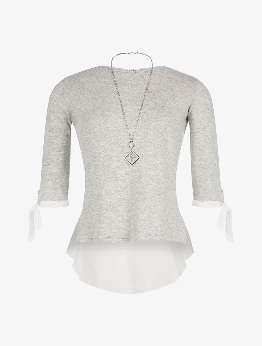 Pull dos voile - gris - 3