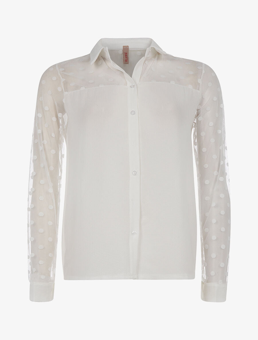 Chemises manches transparentes à pois - blanc - 3