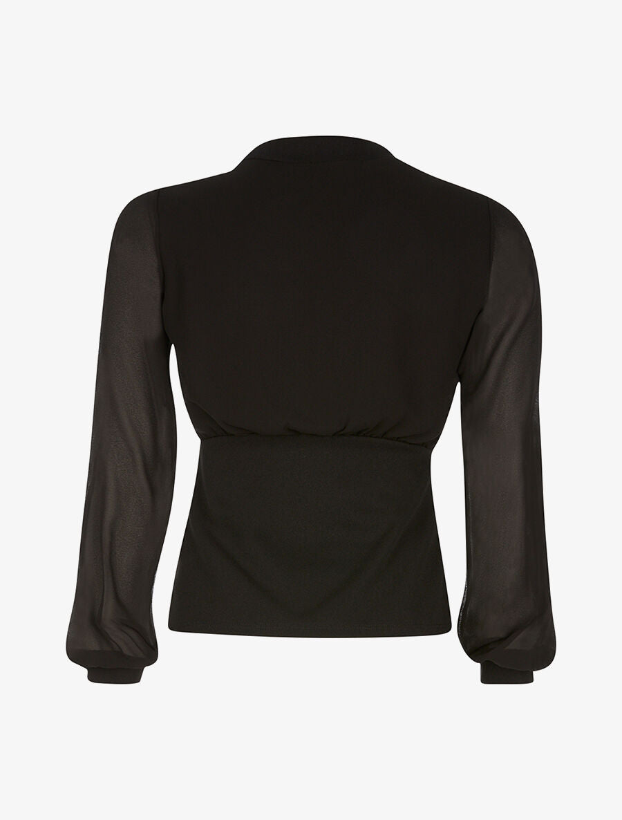 Top bimatière coeur croisé - noir - 2