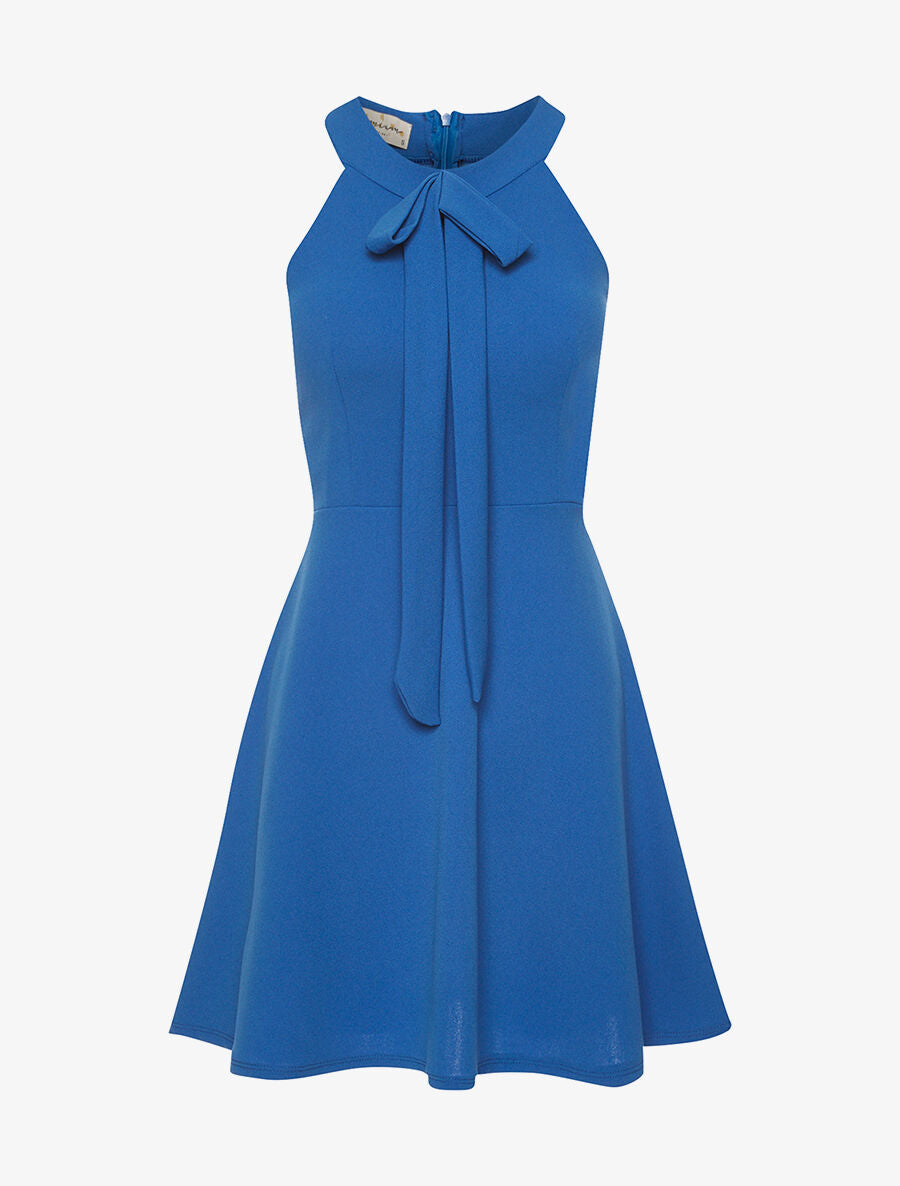 Robe évasée à col américain - bleu - 1