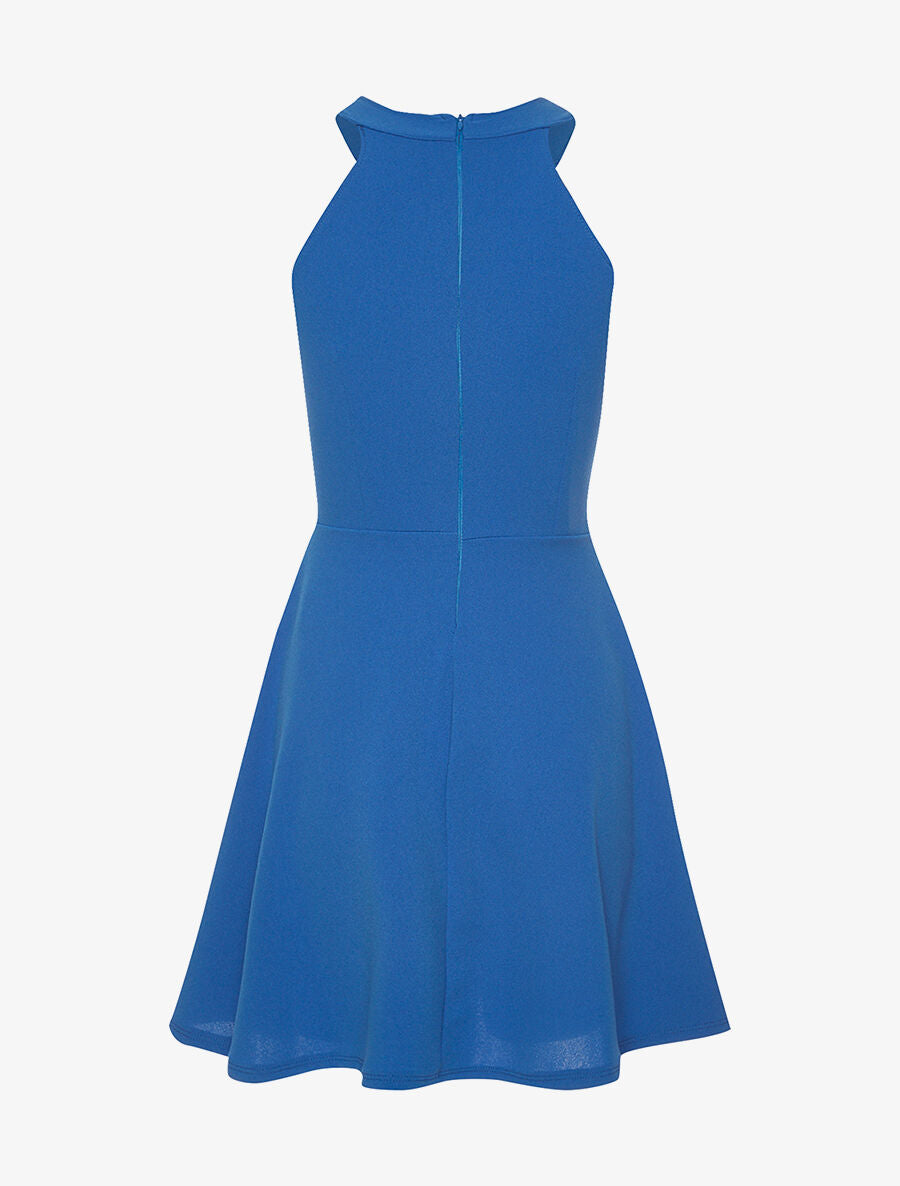 Robe évasée à col américain - bleu - 2