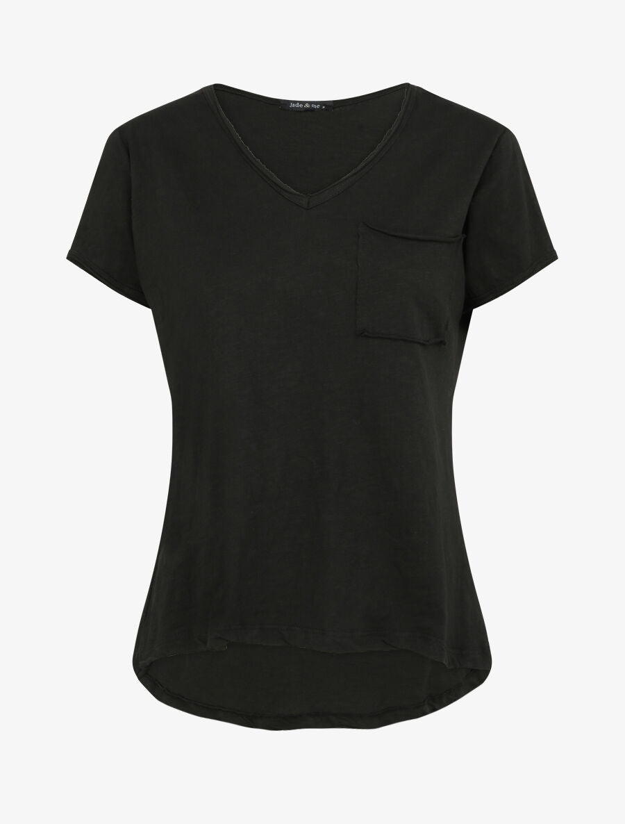 T-shirt droit uni manches courtes - Noir - 1