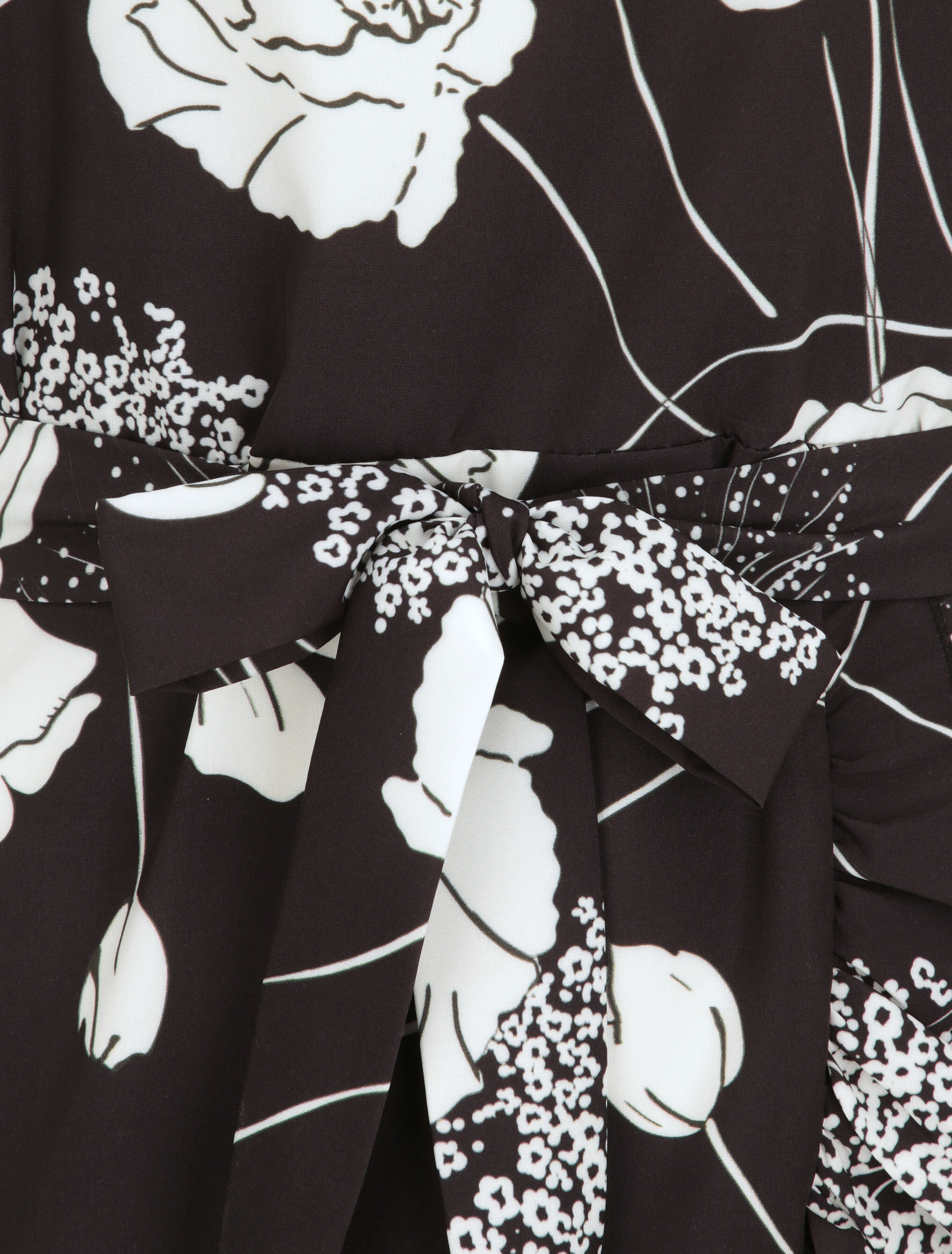 Robe imprimé fleurs sauvages à bords volantées style portefeuille - Noir - 3