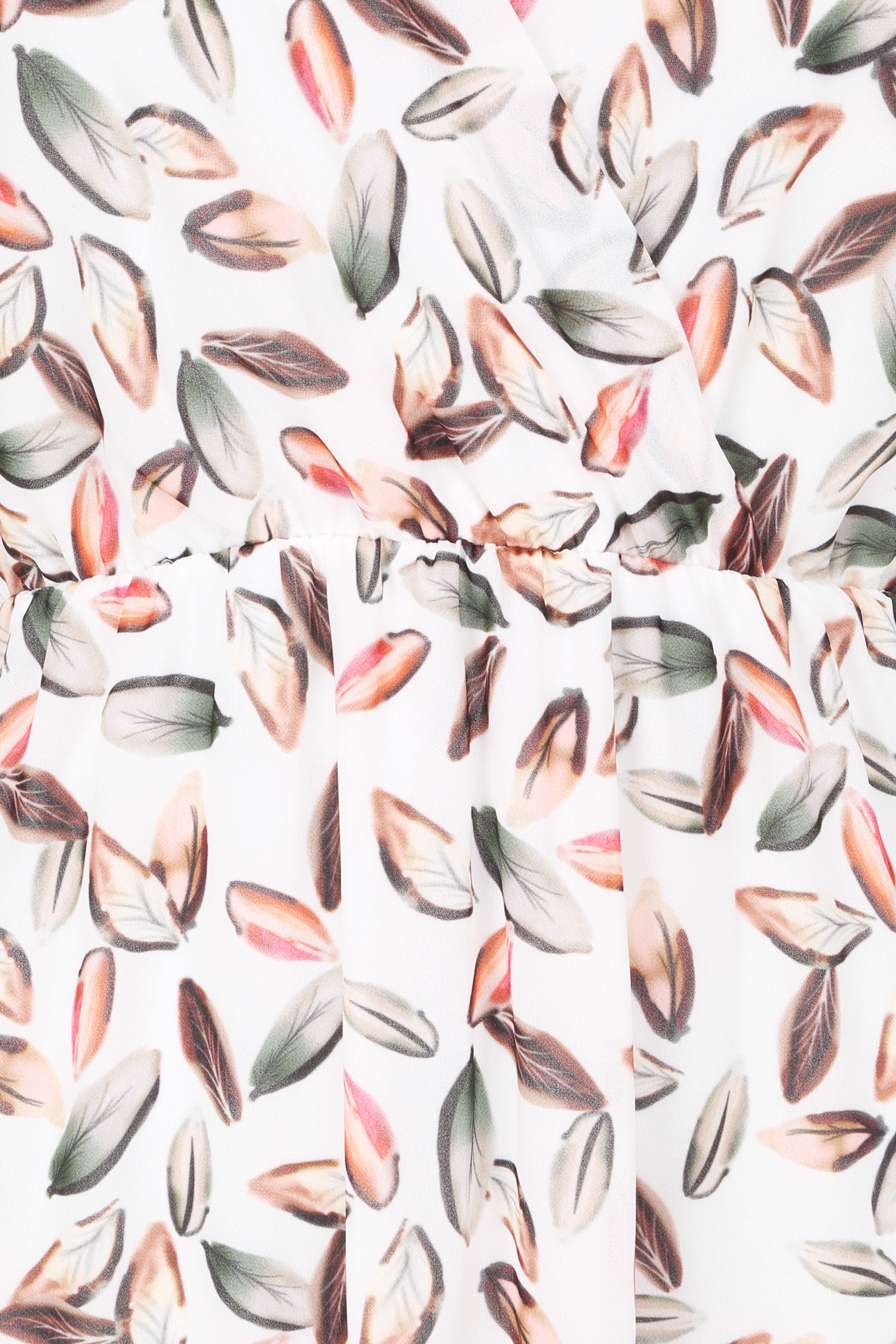 Robe imprimé feuilles à bretelles à détail noeud - Blanc - 4