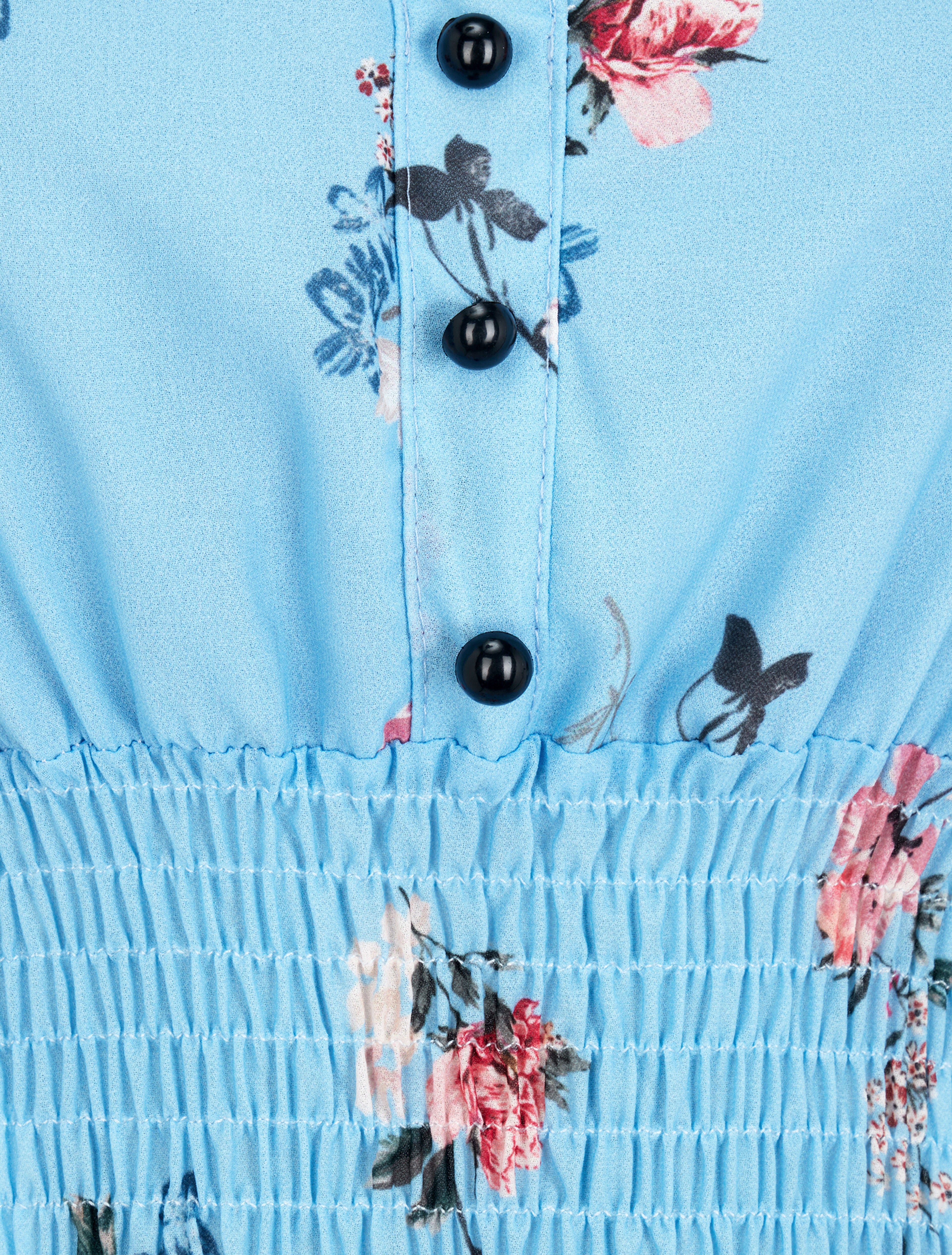 Top élastiqué imprimé floral - Bleu ciel - 4