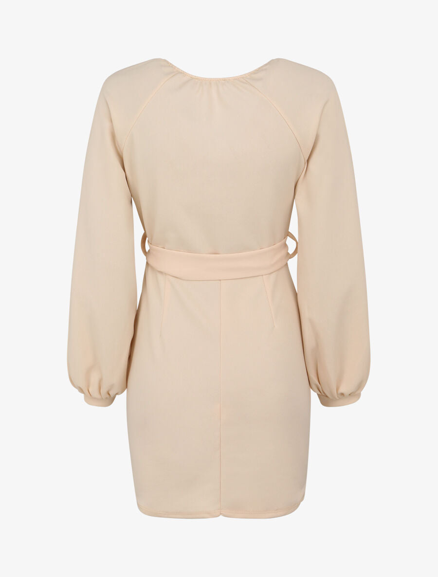 Robe moulante à détail froncés - Beige - 2