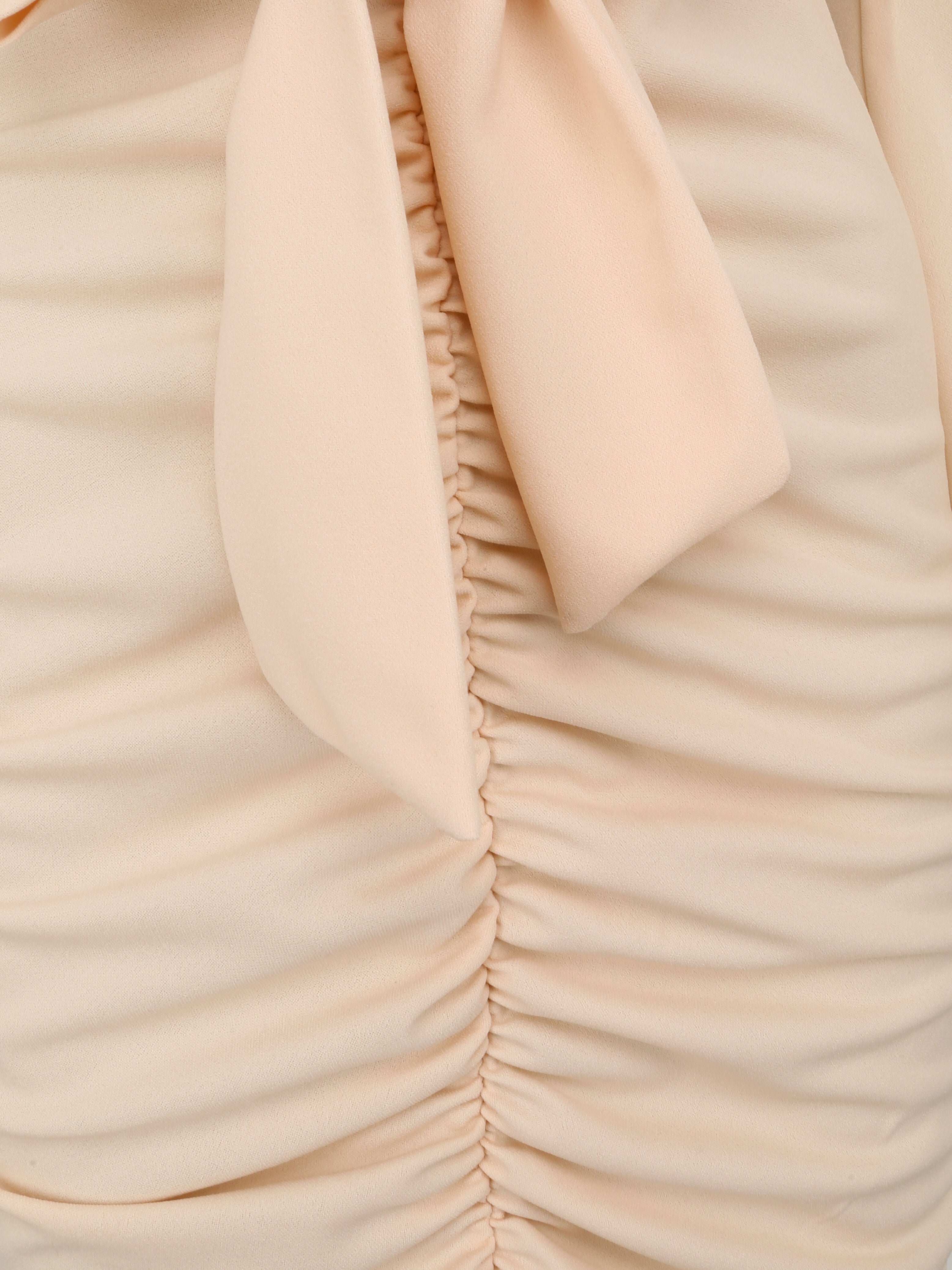 Robe moulante à détail froncés - Beige - 3