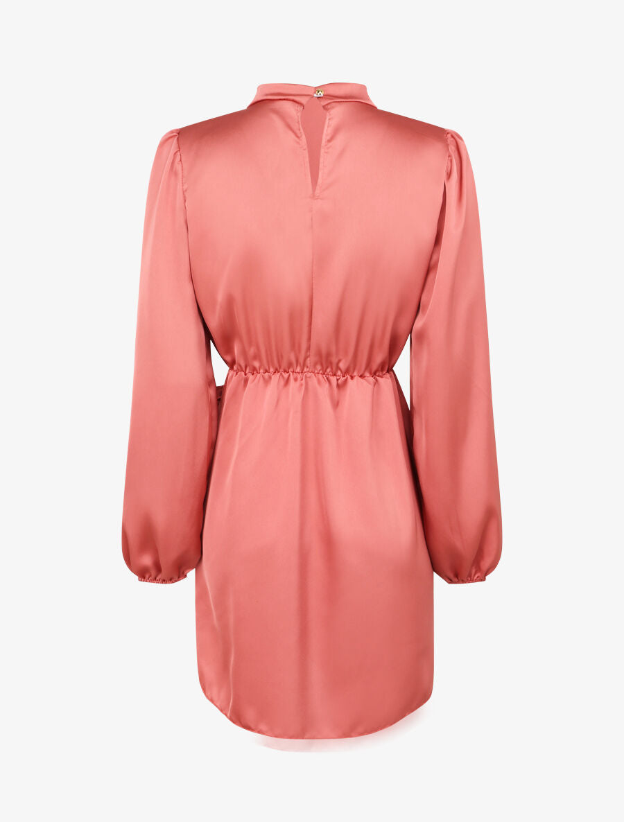 Robe satinée style portefeuille - Vieux rose - 2