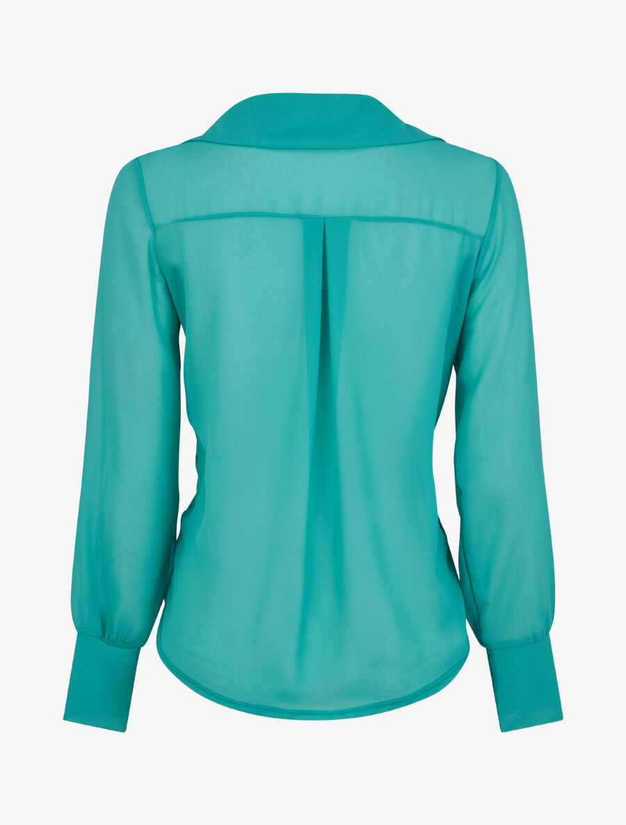 Blouse droite unie drapée - Vert menthe - 2