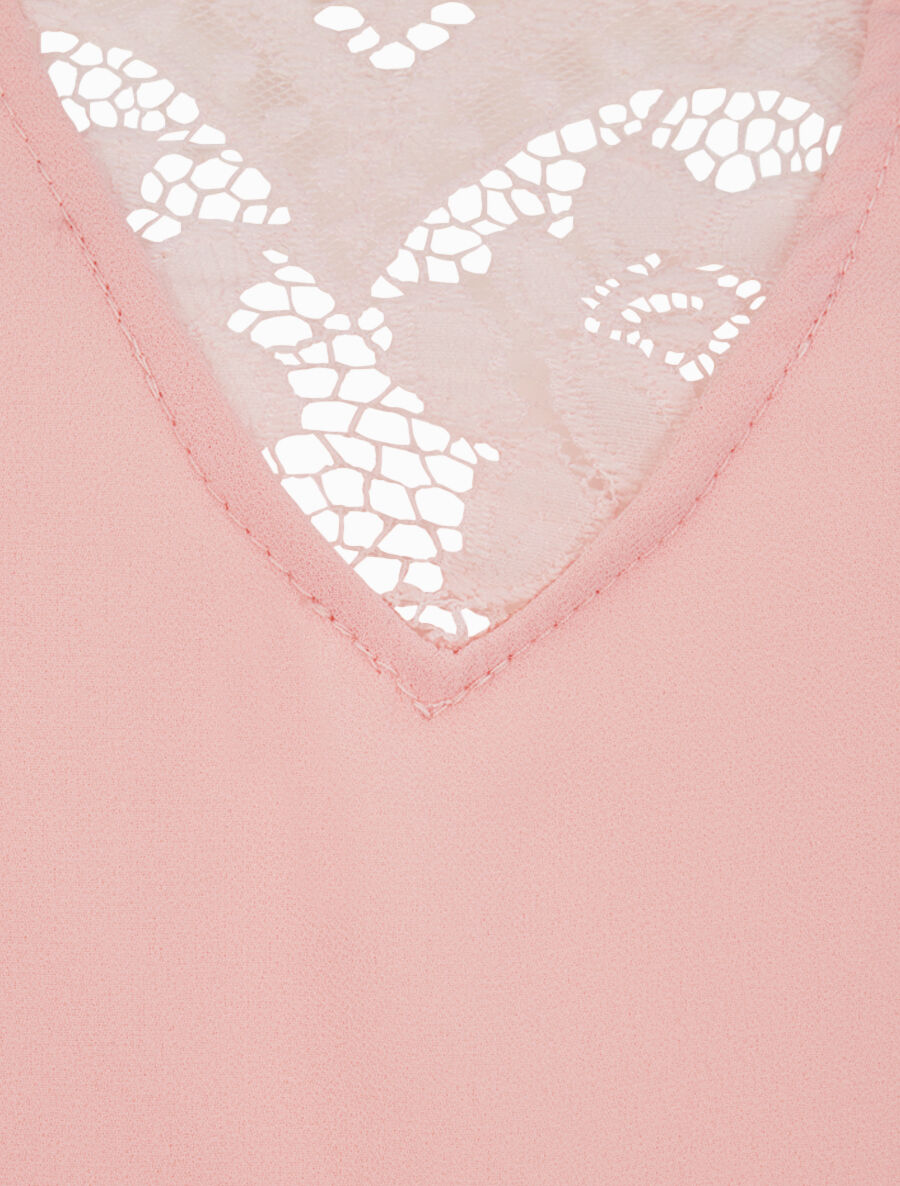 Top boule uni à dentelle - Rose poudré - 3