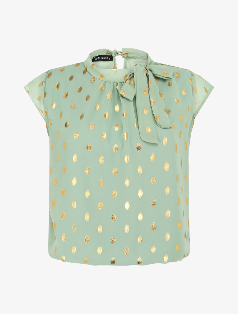Top boule à pois stylisés et lamés - Vert clair - 4
