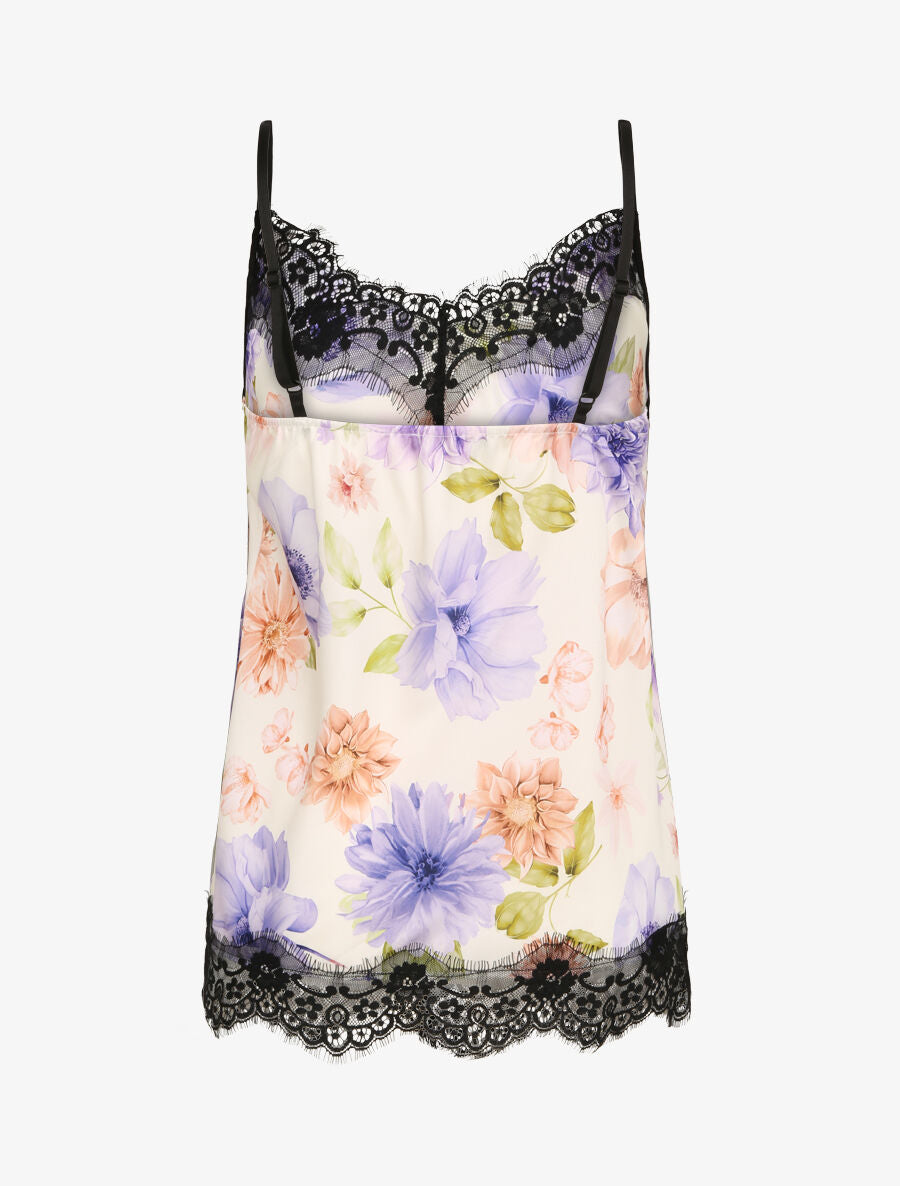 Caraco à dentelle imprimé dahlia - Beige - 2