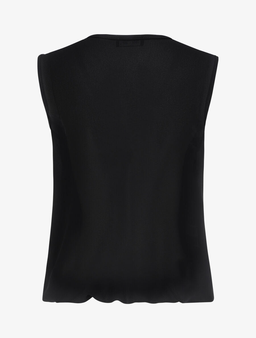 Top coupe boule à col en crochet et mesh - Noir - 2