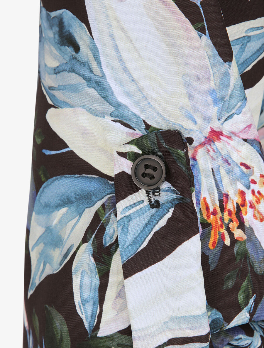 Robe chemise droite imprimé fleurs de lys - Noir - 3