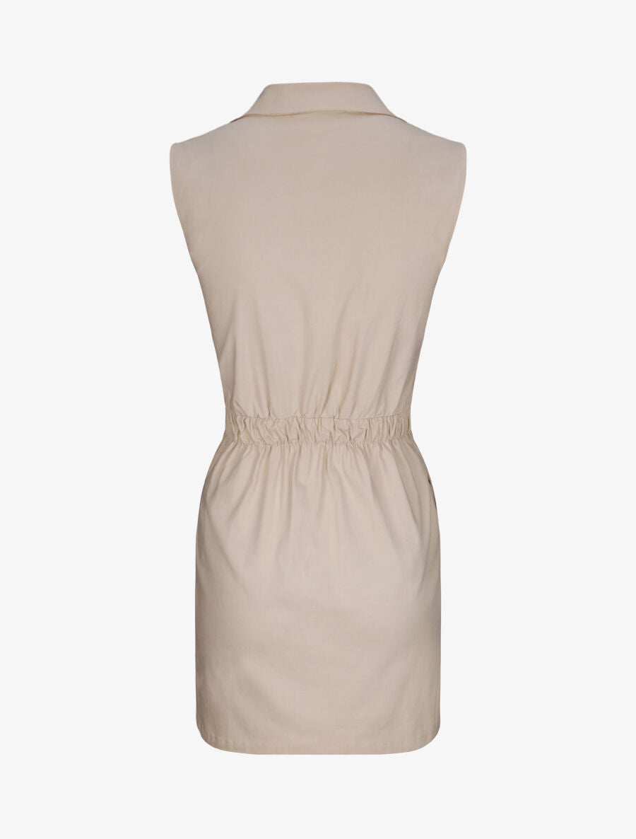 Robe sans manches avec ceinture - Beige - 2