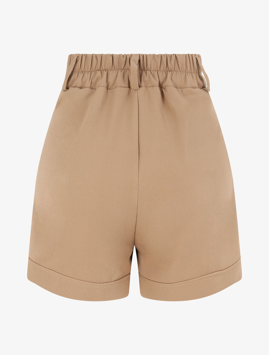 Short uni et bords à revers - Camel - 2