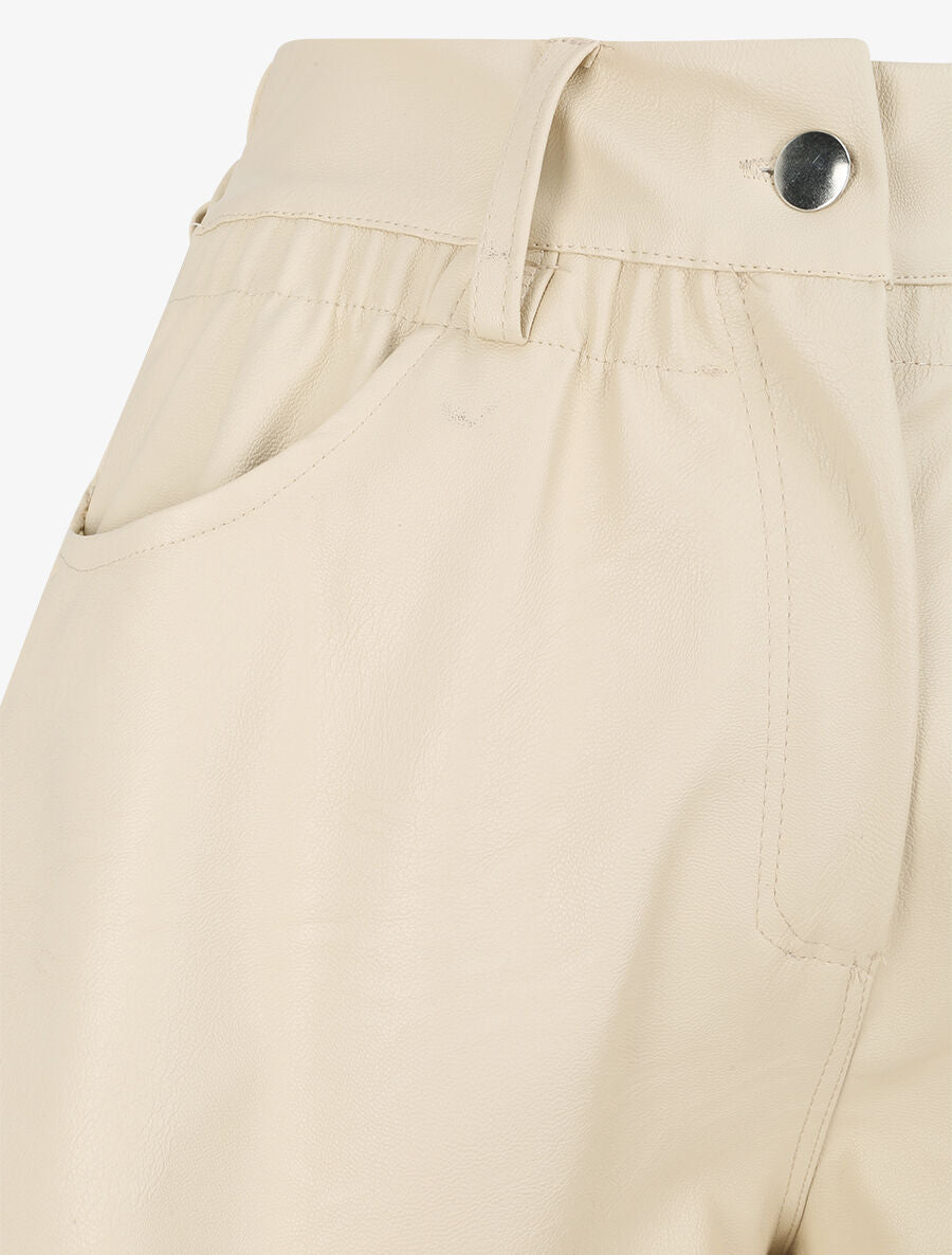 Short uni à taille élastiquée - Beige - 3