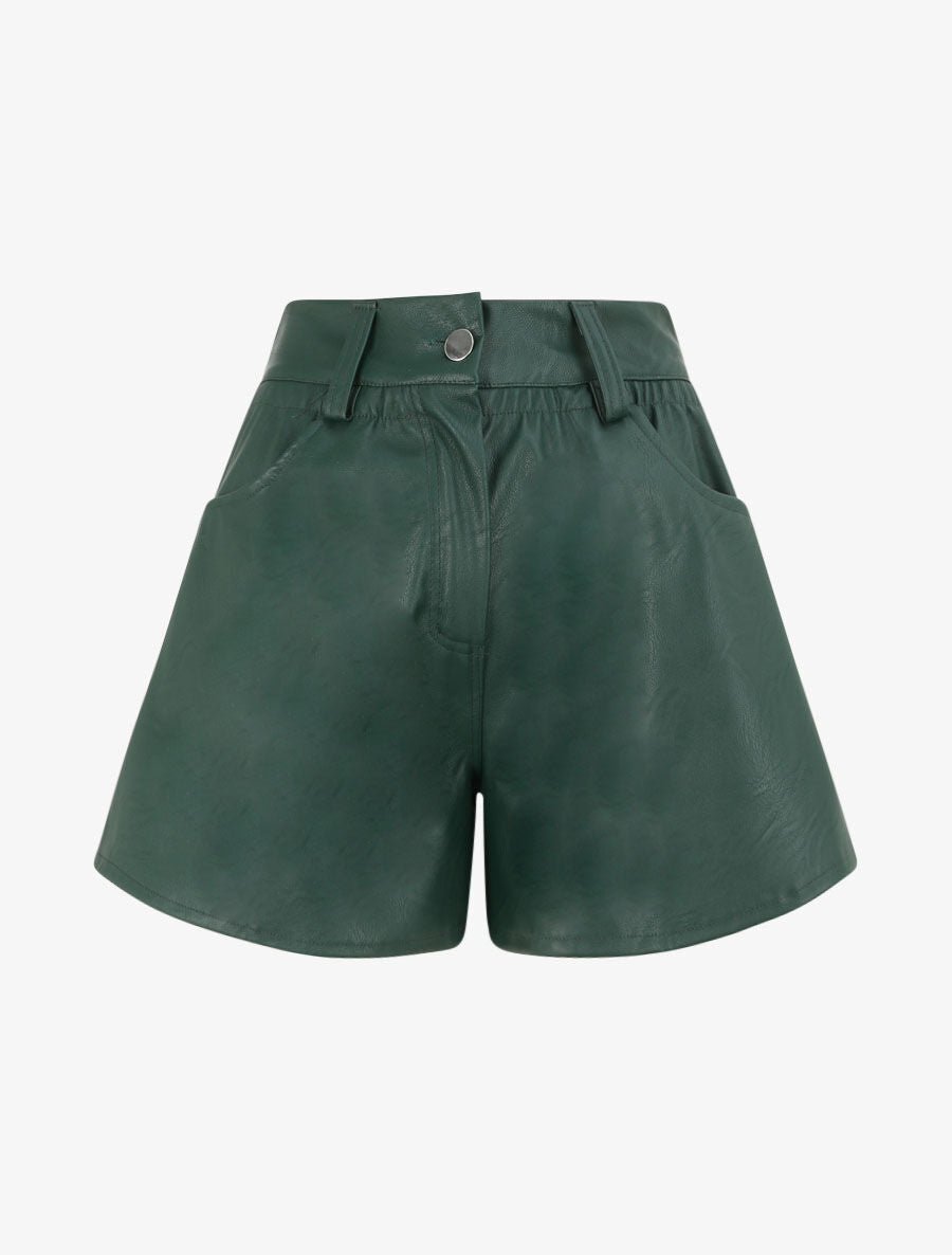 Short uni à taille élastiquée - Vert sapin - 1