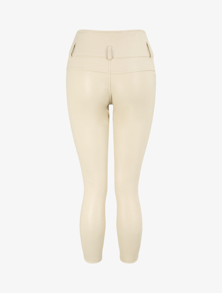 Pantalon simili uni - Beige - 2