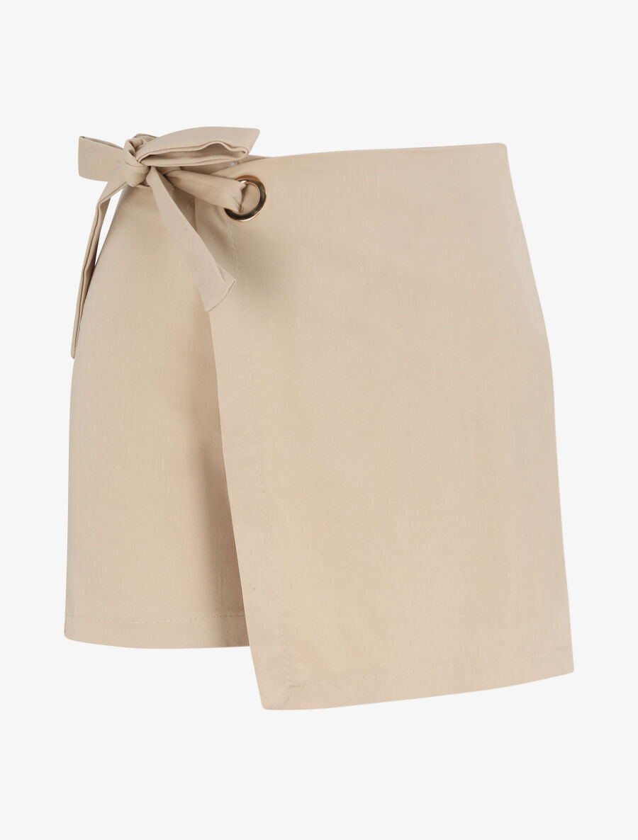 Short style jupe à taille élastiquée - Beige - 4