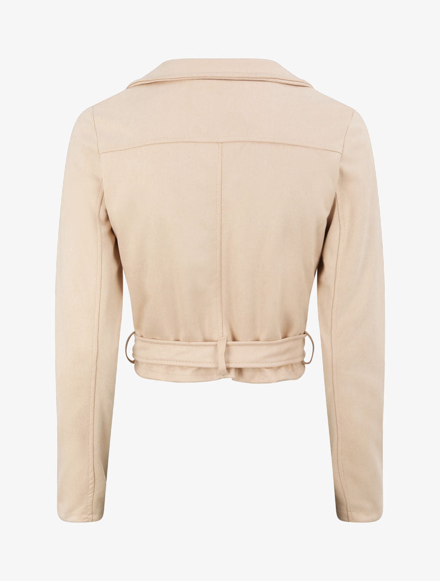 Veste courte en suédine - Beige - 2