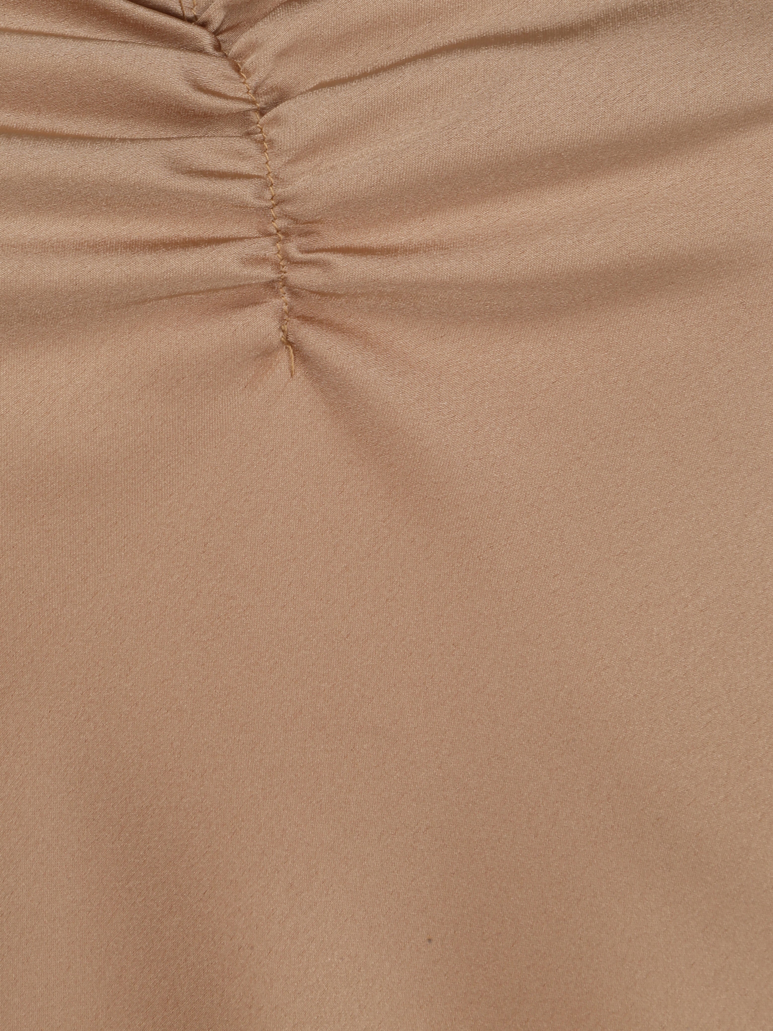 Caraco droit satiné à décolleté froncé - Beige - 3
