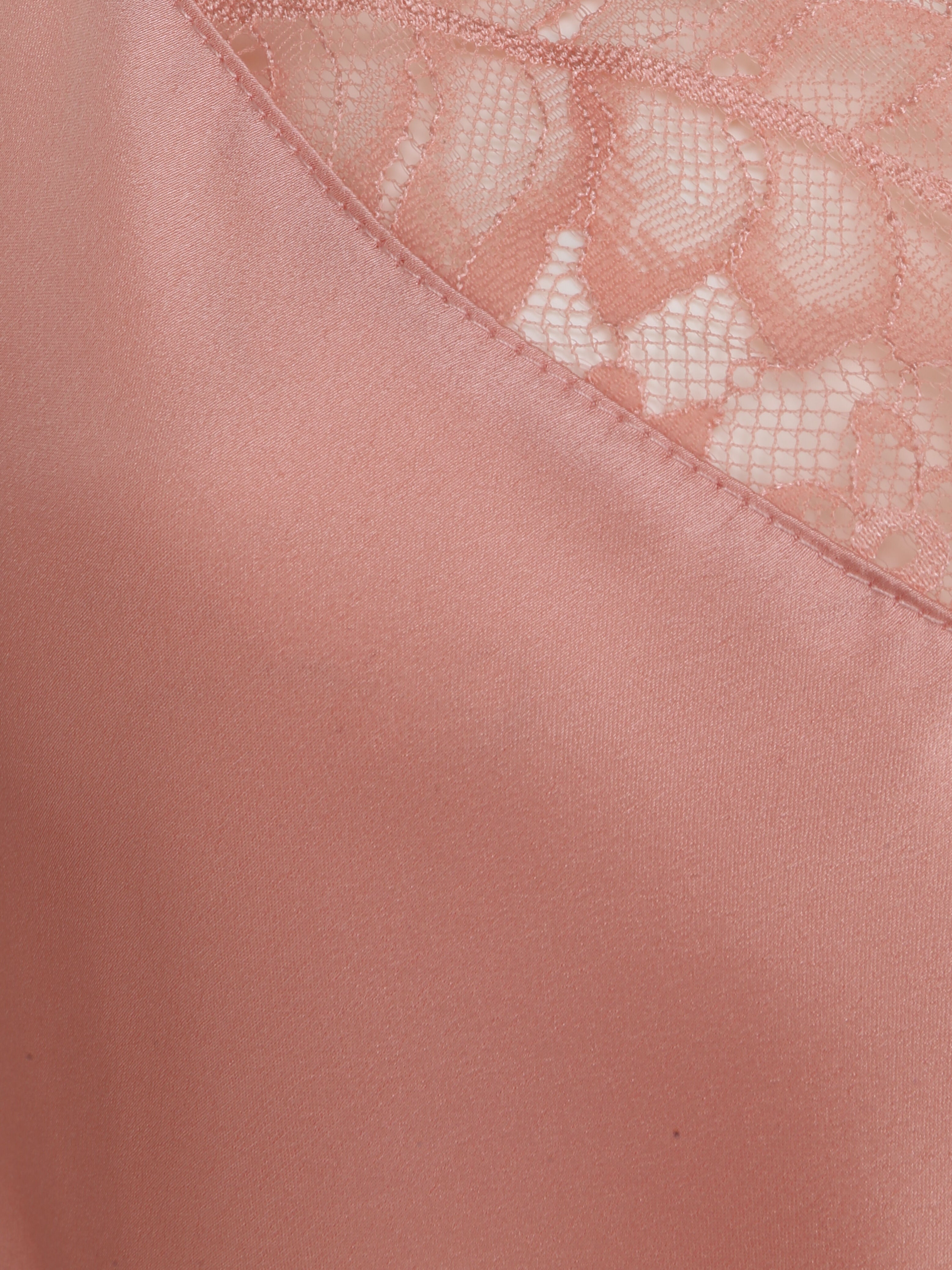 Caraco droit satiné à col V en dentelle - Rose - 3