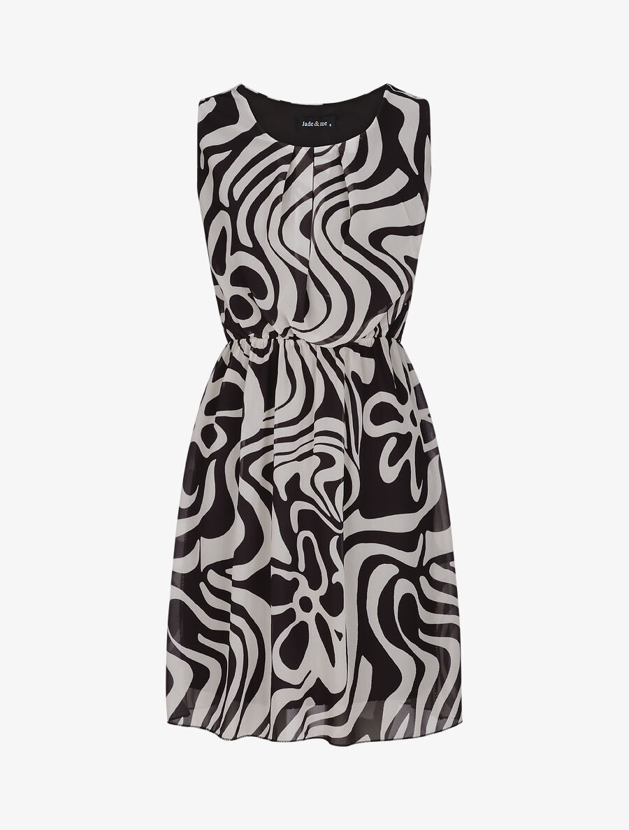 Robe en voile à imprimé graphique - Noir - 1
