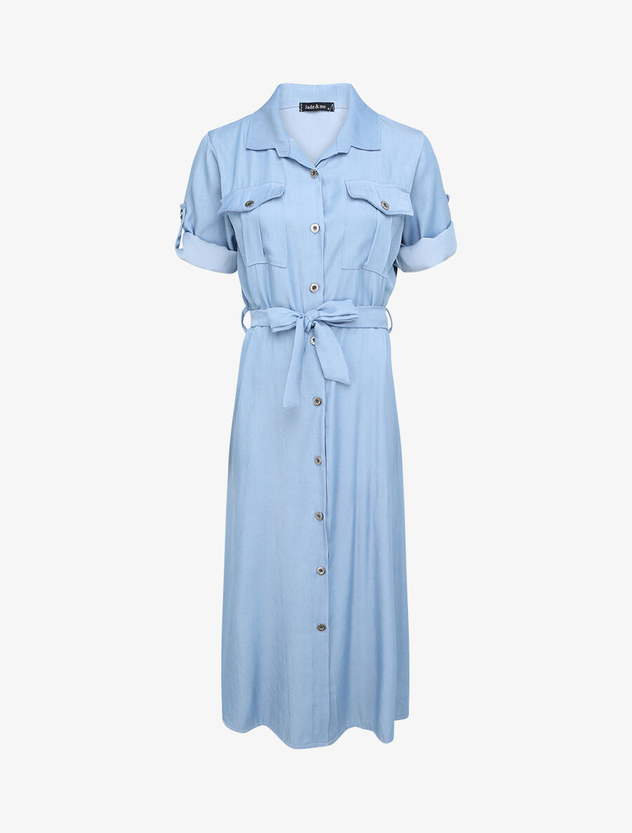Robe chemise longue - Bleu ciel - 1