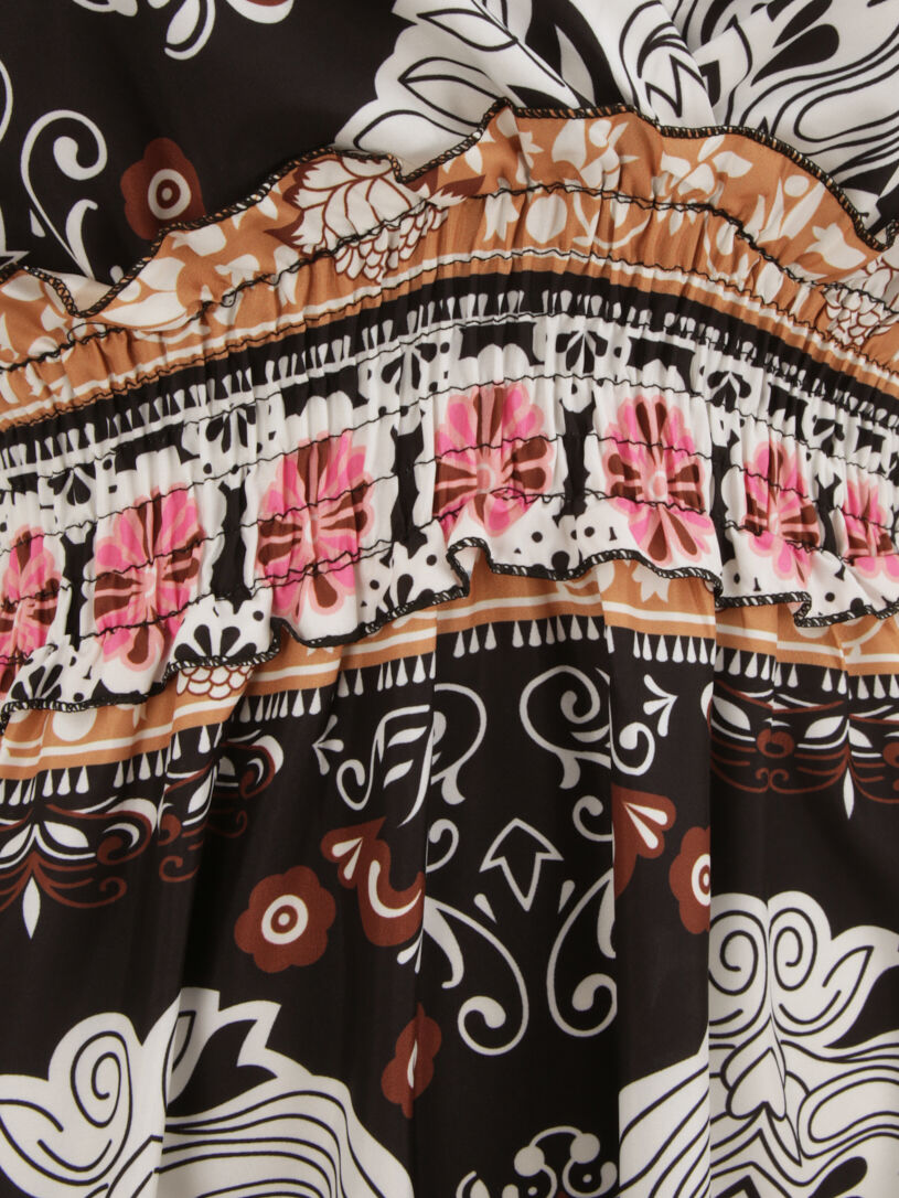 Robe longue dos nu imprimé mosaïque - Noir - 3