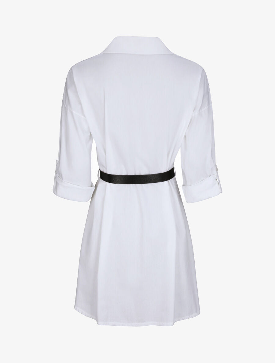 Tunique style chemise unie - Blanc - 2