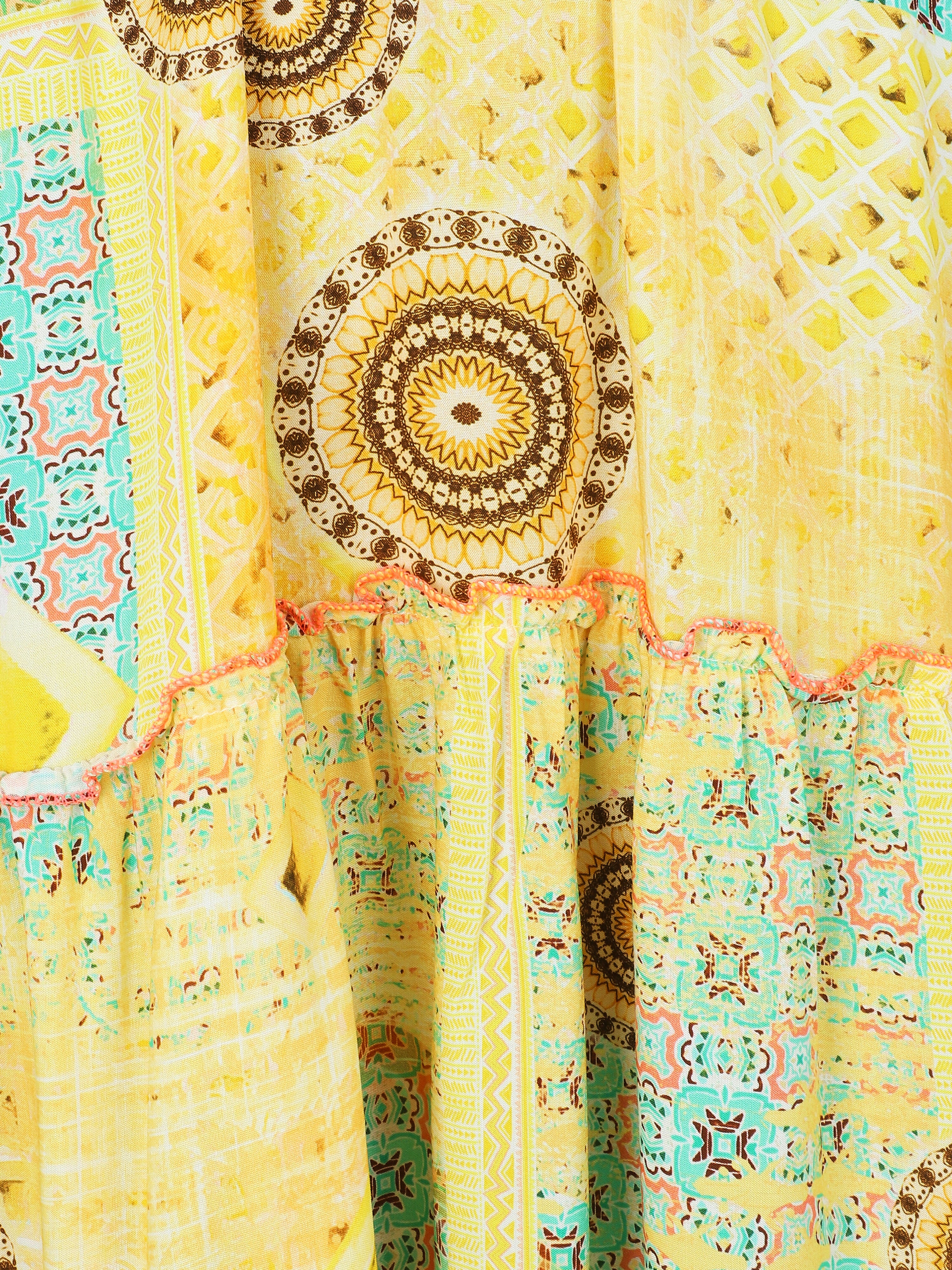 Robe longue empire imprimé mosaique - Jaune - 3