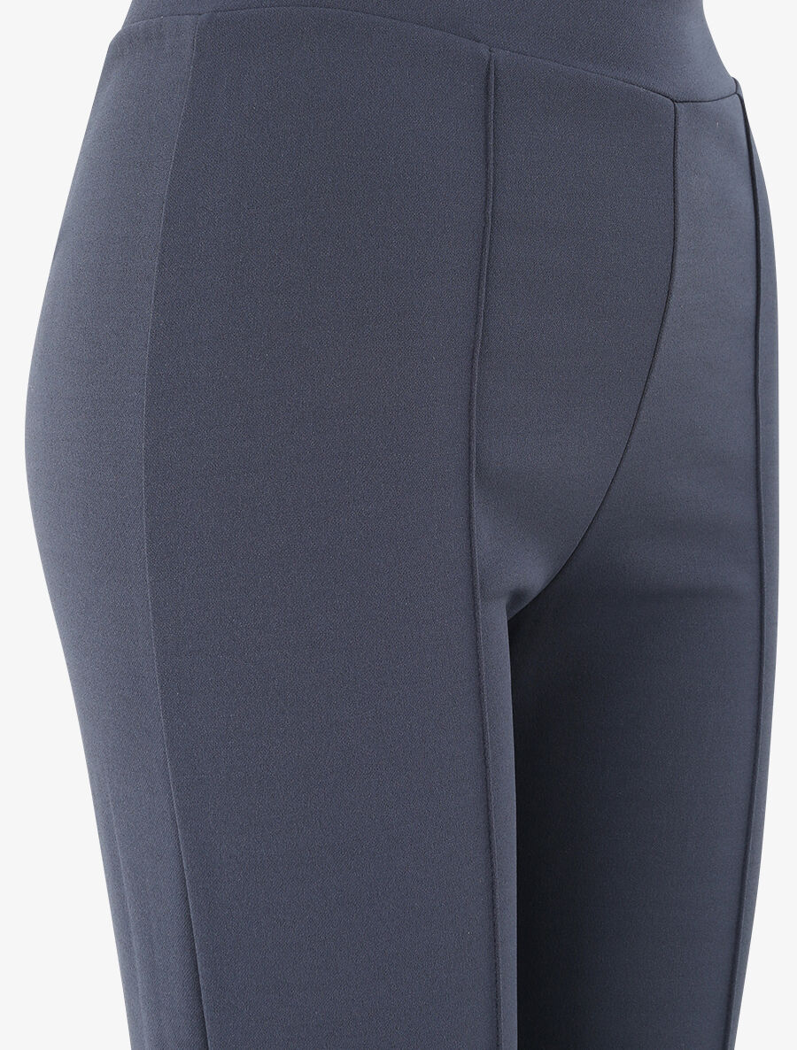 Pantalon droit uni taille haute - Marine - 3