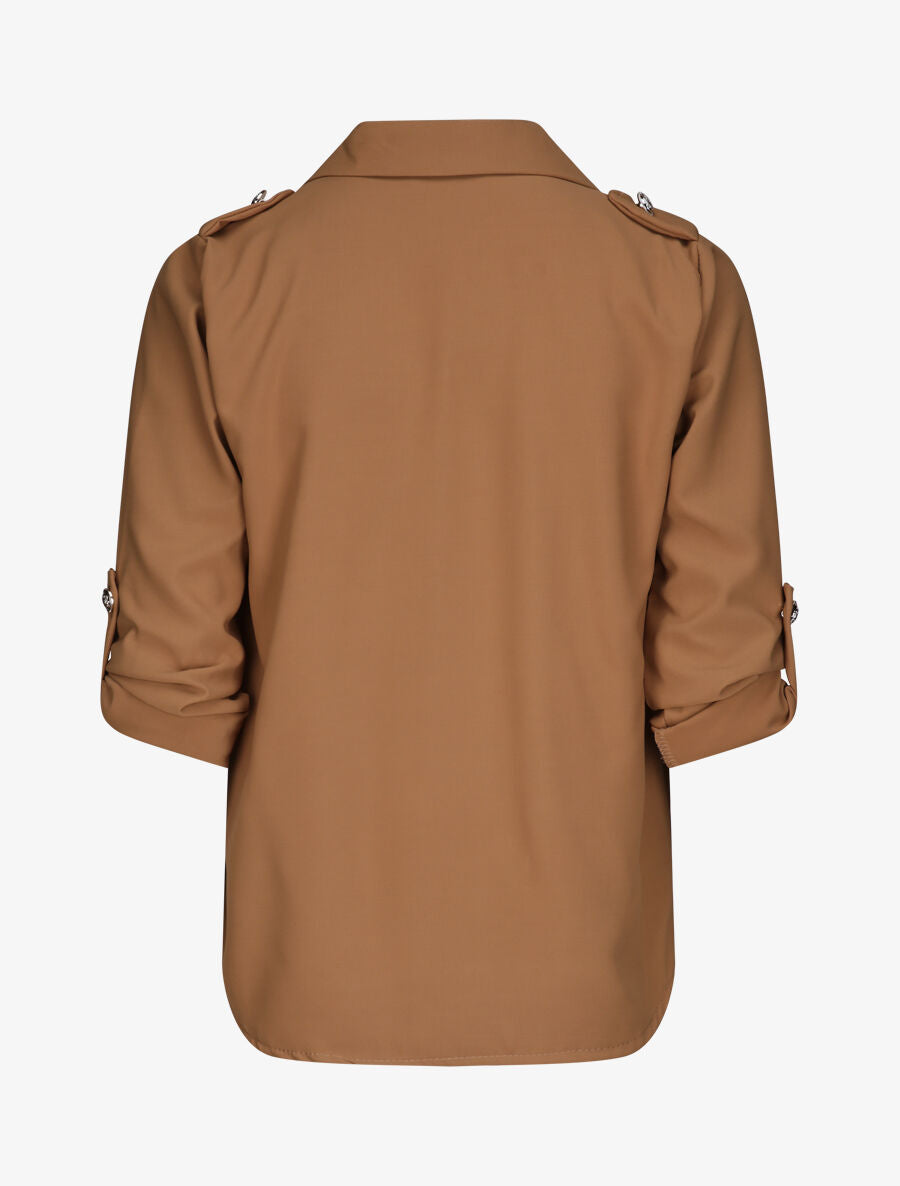Chemise fluide unie - Camel - 2