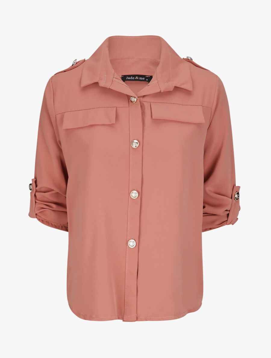 Chemise fluide unie - Rose - 1