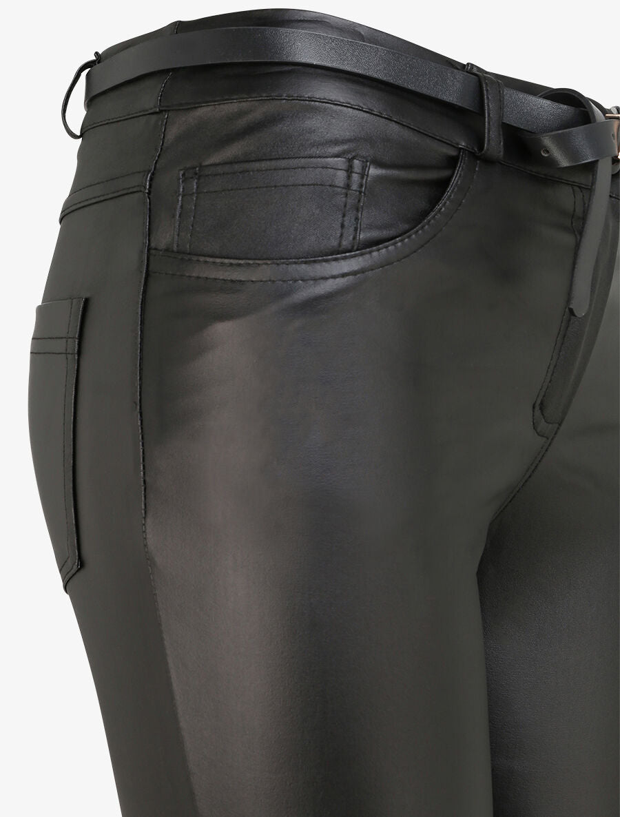 Pantalon slim en similicuir - Noir - 3