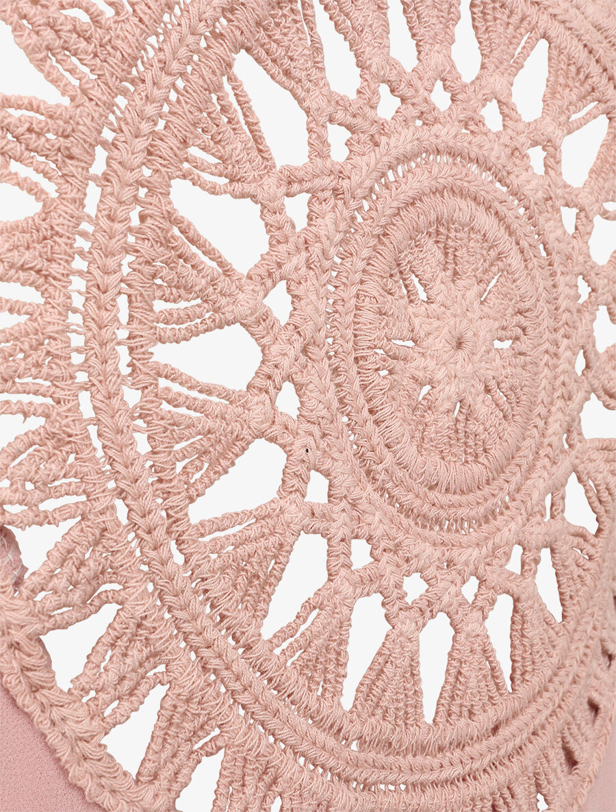 Top ample uni à dos en crochet - Rose poudré - 3