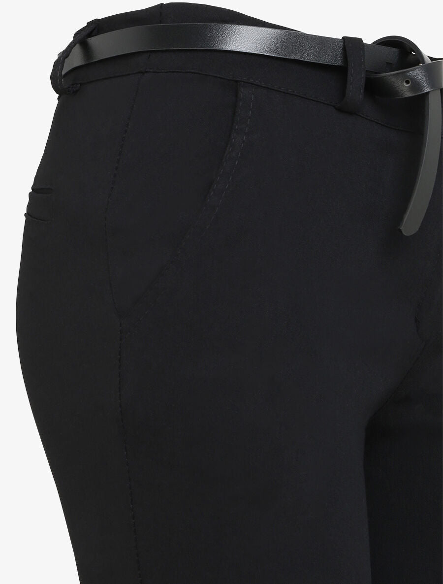 Pantalon 7/8 uni à revers - Noir - 3