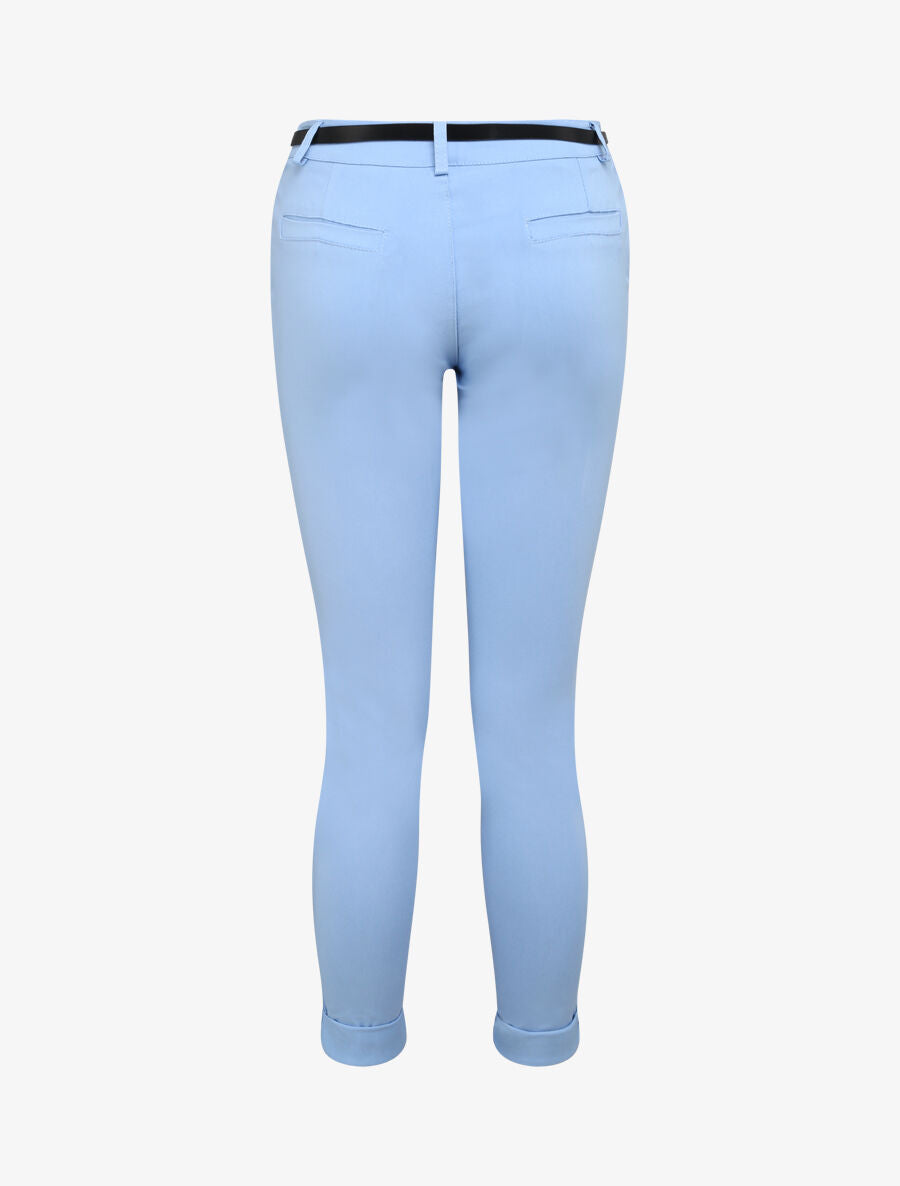 Pantalon 7/8 uni à revers - Bleu ciel - 2
