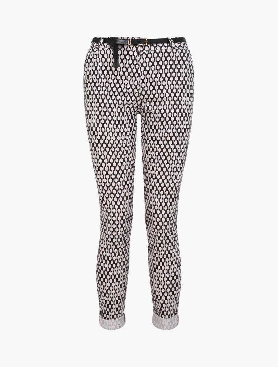 Pantalon 7/8 imprimé rond à revers - Rose poudré - 4