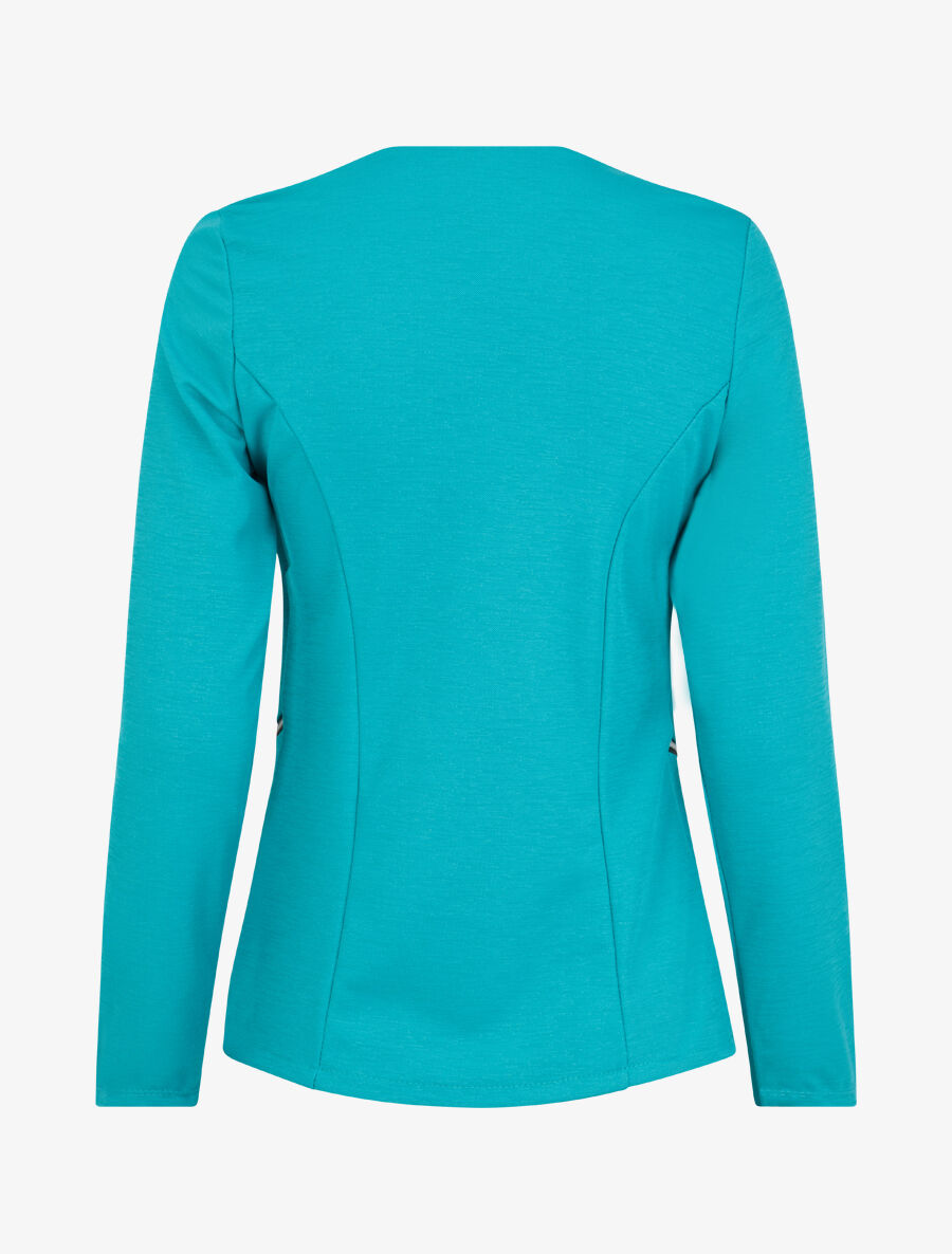 Veste à col biseauté et poches zippées - Turquoise - 2