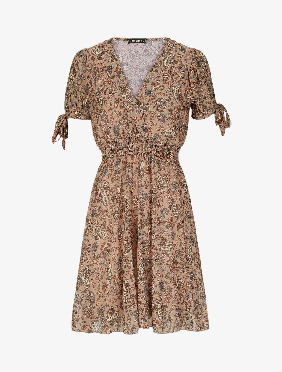 Robe à imprimé cachemire - Camel - 1