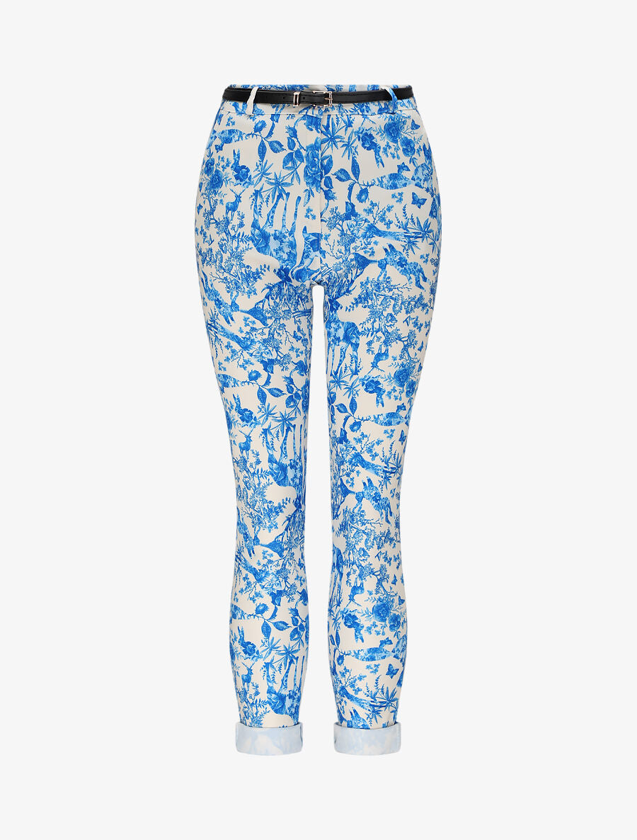 Pantalon imprimé animal à revers - Bleu royal - 1