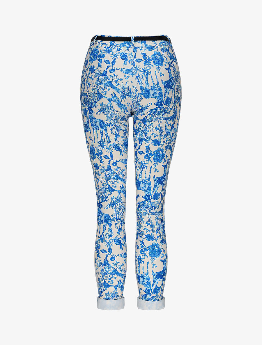 Pantalon imprimé animal à revers - Bleu royal - 2