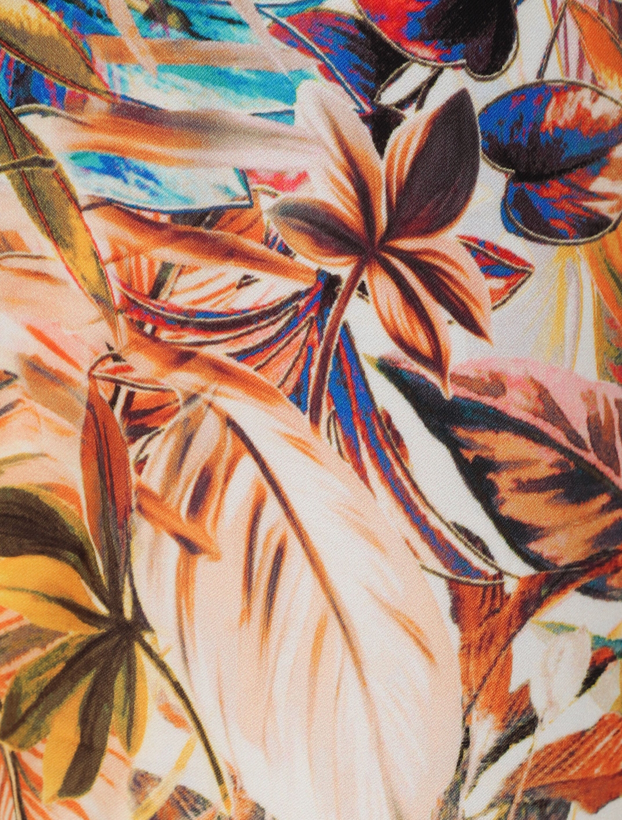 Pantalon imprimé tropical à taille élastiquée - Jaune - 3